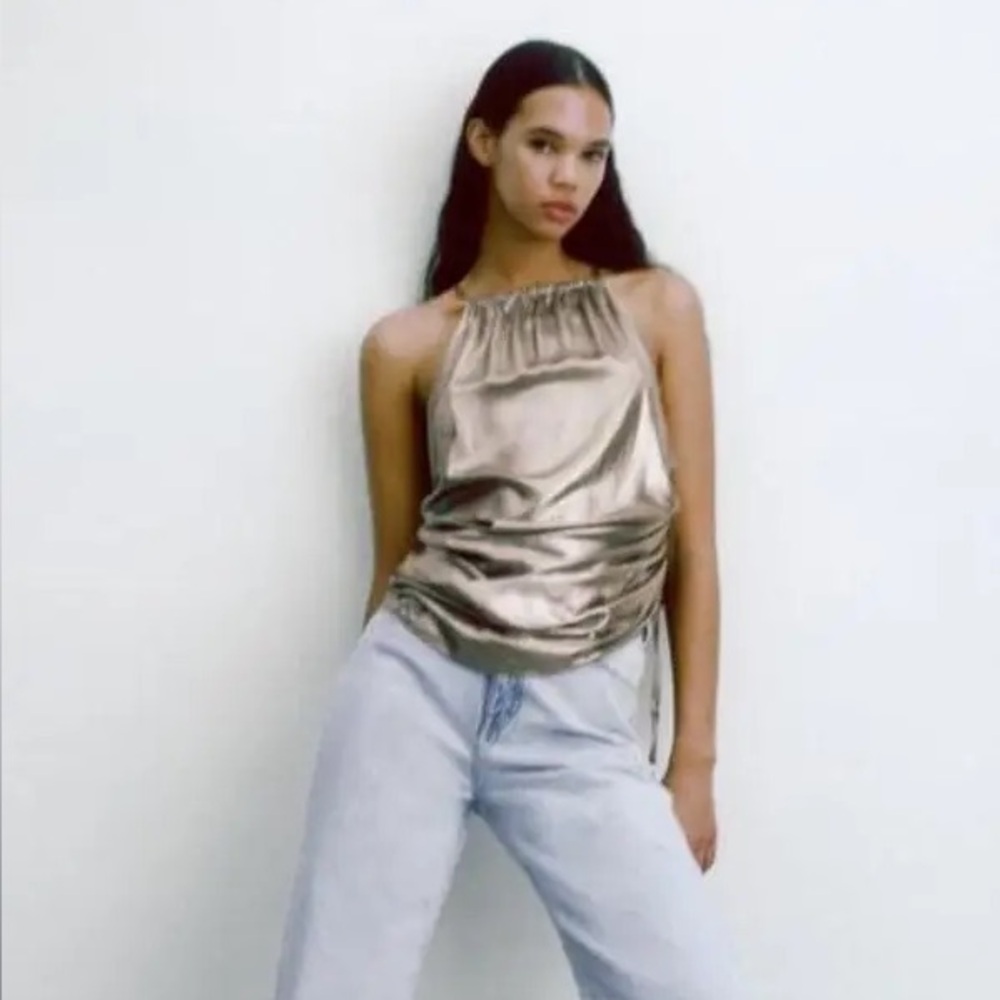 Zara Dark Silver Metallic Adjustable Top